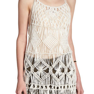Willow and Clay macrame boho summer tank top sz L